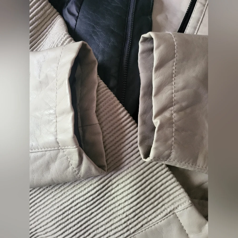 THERAPY Beige Jacket Winter Faux Leather Lined Comfy 2x Plus - Picture 14 of 14